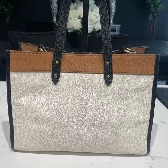 Coach Cream and Tan Leather Tote - Picture 2 of 7